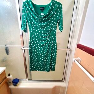 NWT Beautiful Connected Apparel Polka Dot Dress. Sz 8. Crowl Neck. $70.